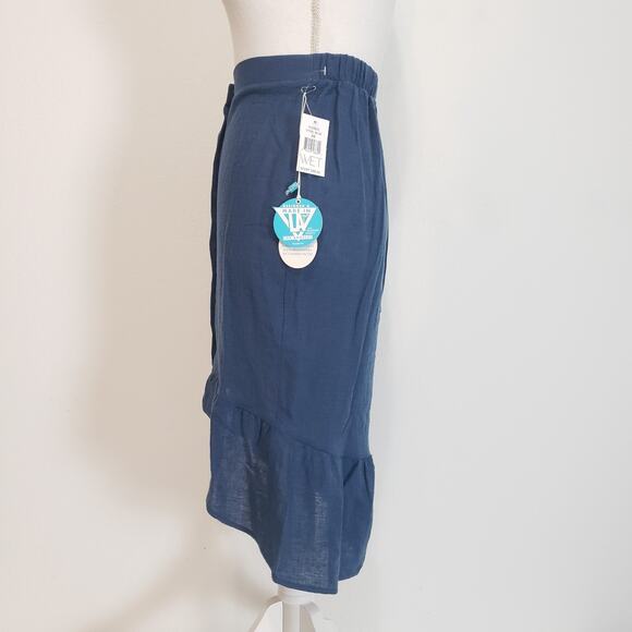 NEW!! WET Women SIZE XS Linen Blend Melodie Flounce Mermaid Skirt Steel Blue - Picture 6 of 15